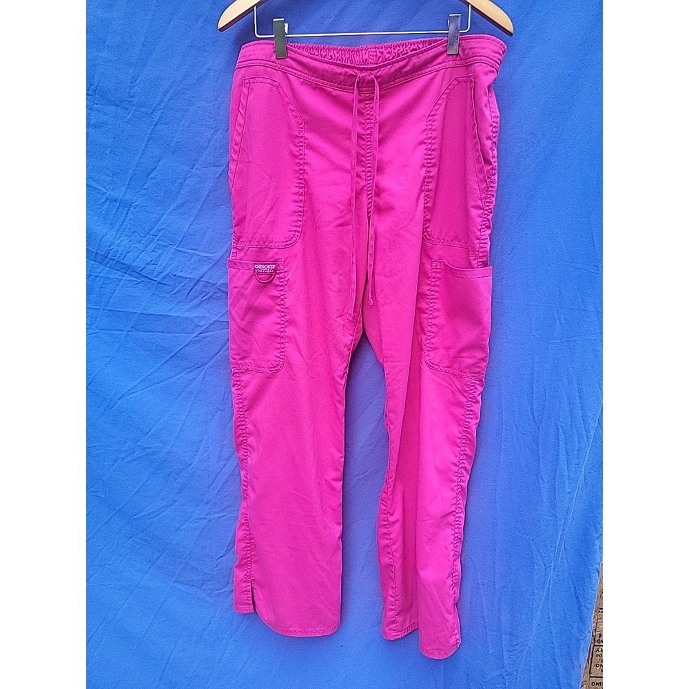 cherokee workwear cargo scrubs size medium bright pink with‎ drawstring